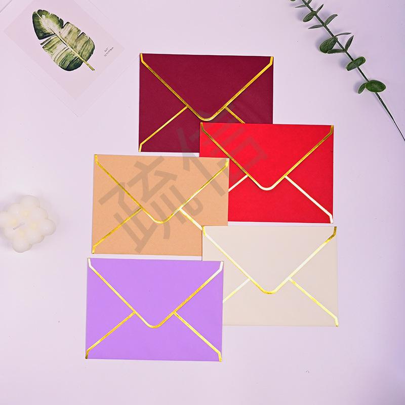 A7 Self-Adhesive Gold Stamped Western Style Business Invitation Cards & Envelopes