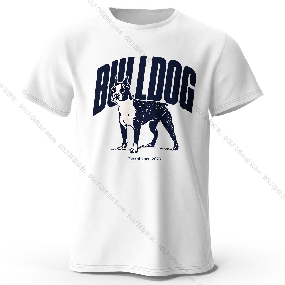 Men's Bulldog Printed T-Shirt 100% Cotton Oversized Tough Graphic Tees for Women Summer Tops Urban Streetwear