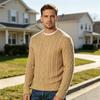 Cable Knit Neck Pullover Sweater in Retro, Color Casual