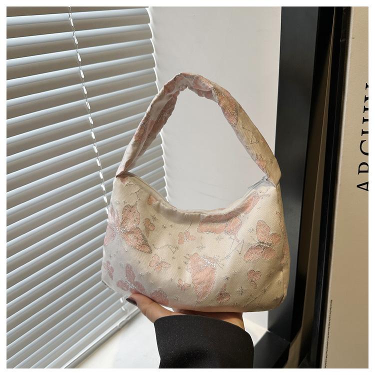 2025 Spring New Fashion Butterfly Fresh Casual Foreign Style Solid Color Texture Commuter Bag Portable Small Square Bag