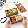 AOOSY Bento Square Lunch 800ml with Natural Lacquer Wooden Spoon and Handmade Large Capacity Lunch Box for Commuting and School Box, Two-Tier Box,