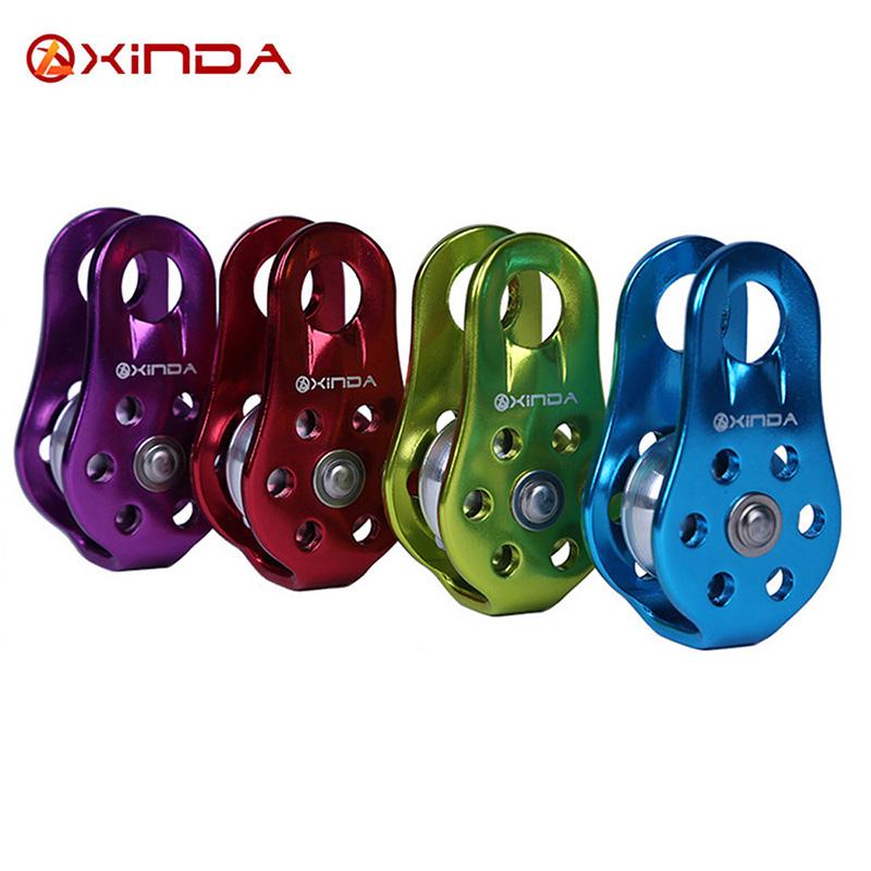 Rock Climbing Pulley Aluminum Outdoor Hiking Block Lifting Fixed Rope Equipment