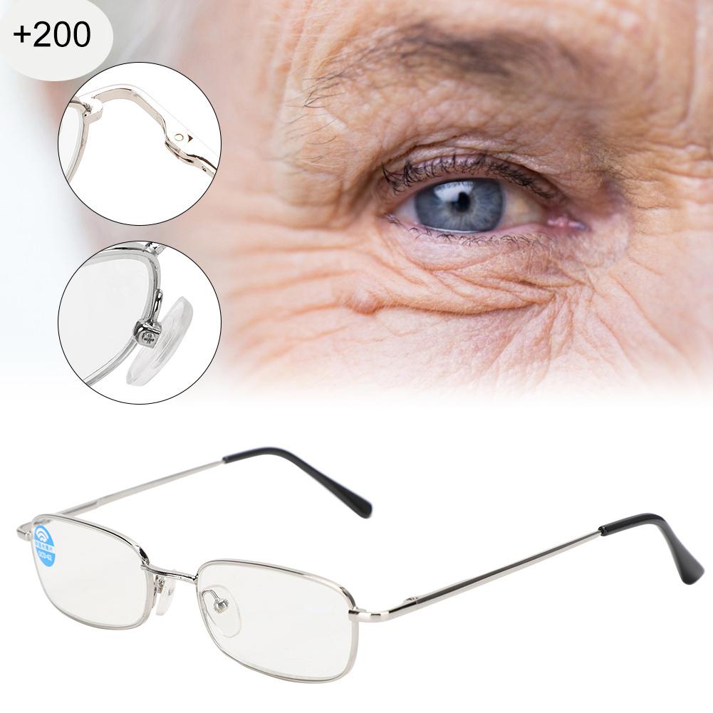 Reading Glasses Fashionable Unisex Men Women Anti Blue Light Clear Lens Reading Glasses(+200 Silver)