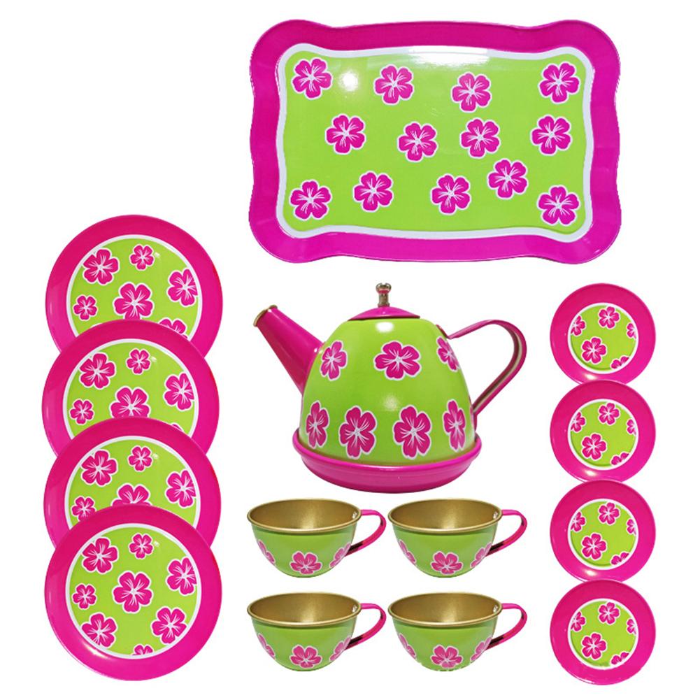 Role Play Simulation Tea Set Metal Material Early Education Teapot Kitchen Exquisite Tableware Afternoon Tea Pretend Play