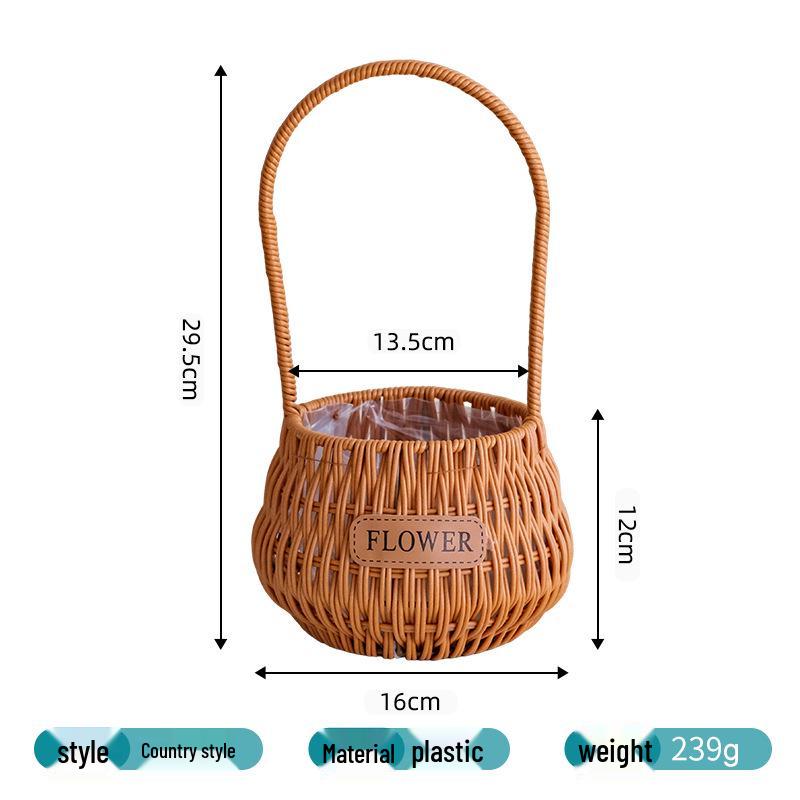 Handwoven Rattan Picnic & Fruit Basket - Versatile for Flowers, Vegetables, or Eggs