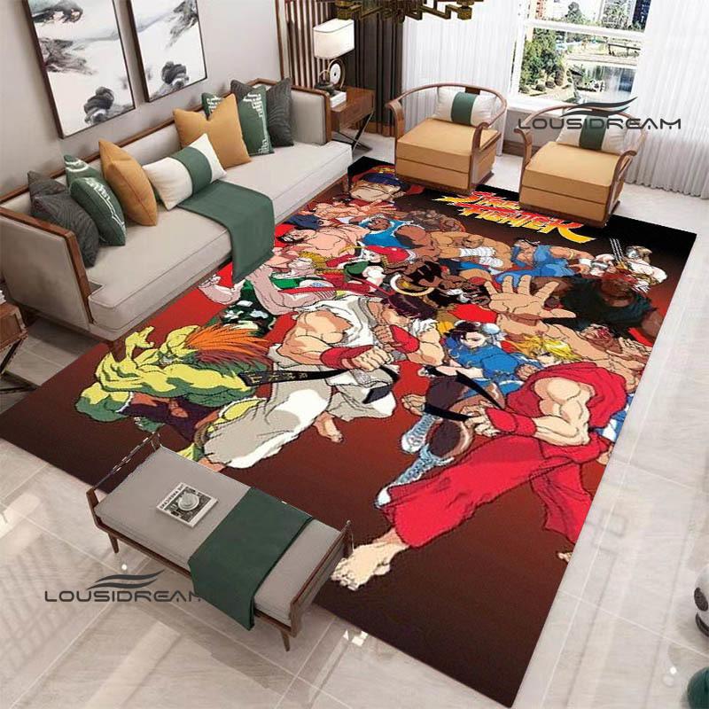 Klassisches Spiel Street Fighter Bedruckter Teppich Wohnzimmer Schlafzimmer Teppich Rutschfeste Fußmatte Foto-Requisiten Geburtstagsgeschenk