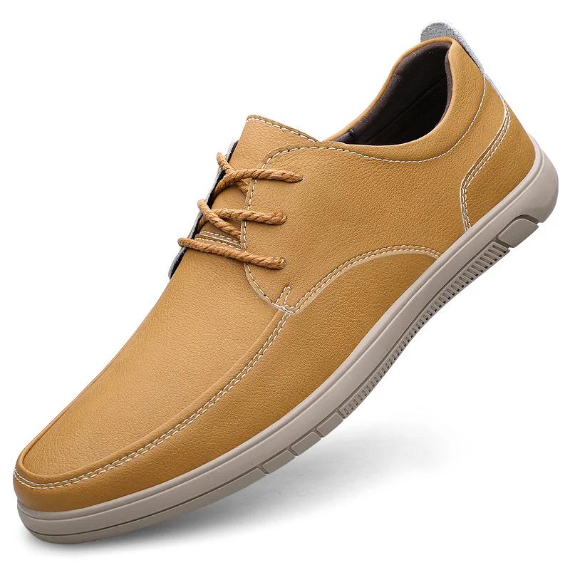 British Style Genuine Leather Oxford Shoes Mens Soft Soled Casual Leather Shoes Brand Designer Moccasin Lace Up Business Loafers