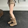 But Knee Boots Women's 2025 Autumn New Thick Heel Round Head Thin Tall Knight Boots Pleated Brown Pile Boots