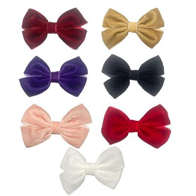 Retro Samtschleife Haarspange - Elegantes Samtstoff-Accessoire für Mädchen