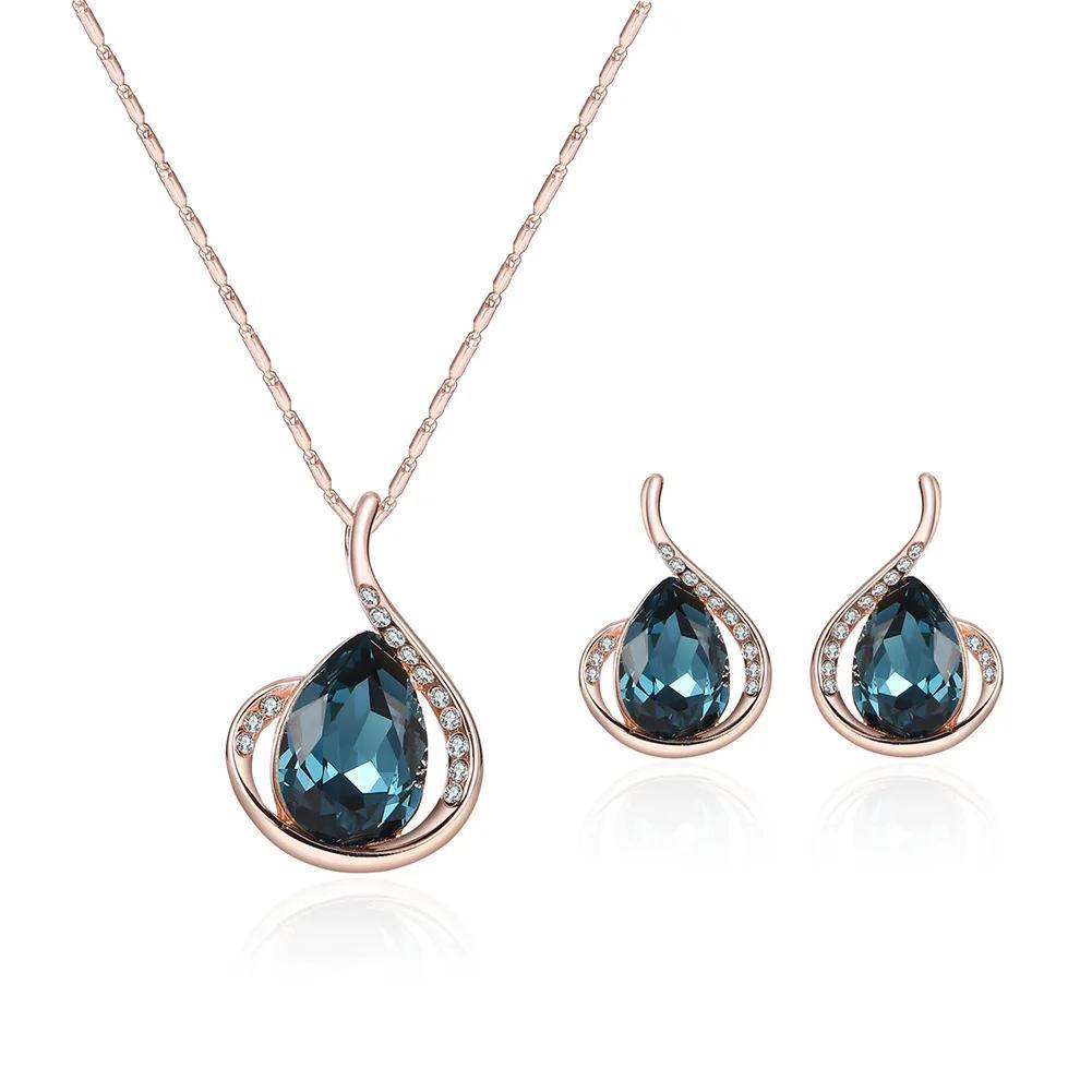 Water Drop Costume Cubic Zirconia Gold-plated Jewelry Set