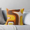 Copacetic 70s Retro Modern Abstract Pattern Orange Mustard Yellow Brown Beige Throw Cushions & Pillows Without Core