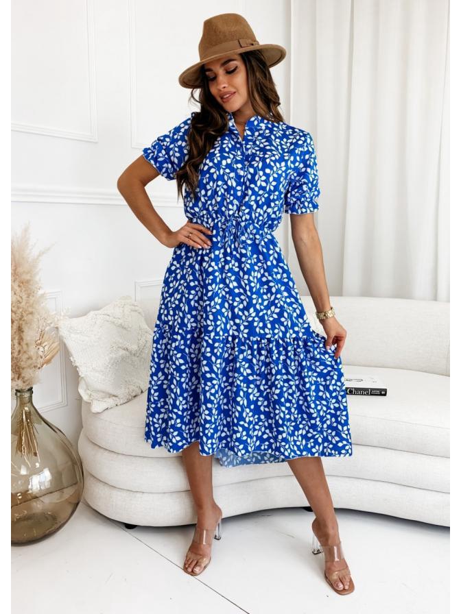 European & American Style Women's Printed Cinched Waist Swing Dress