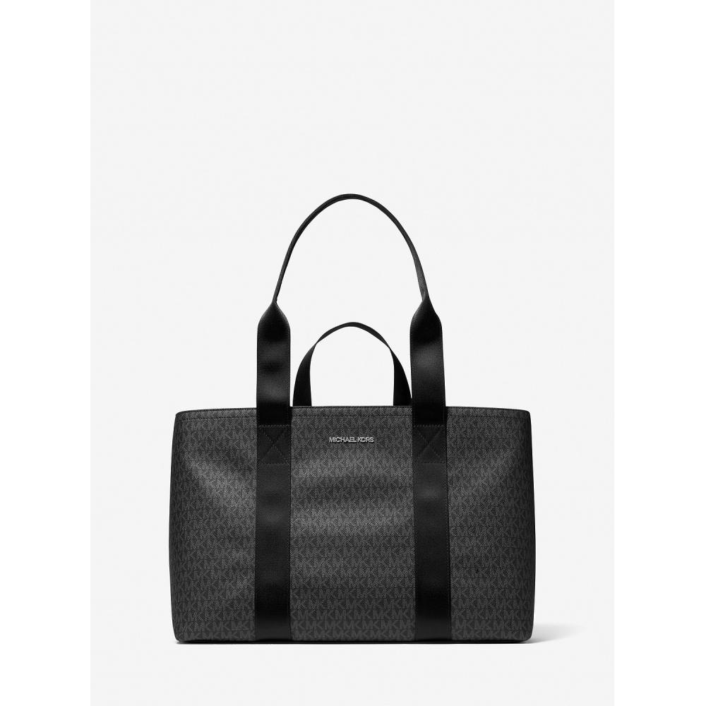 

Michael Kors Cooper Black Dual Handle Tote With Zip Mk Signature 37s5lcot9b1 F