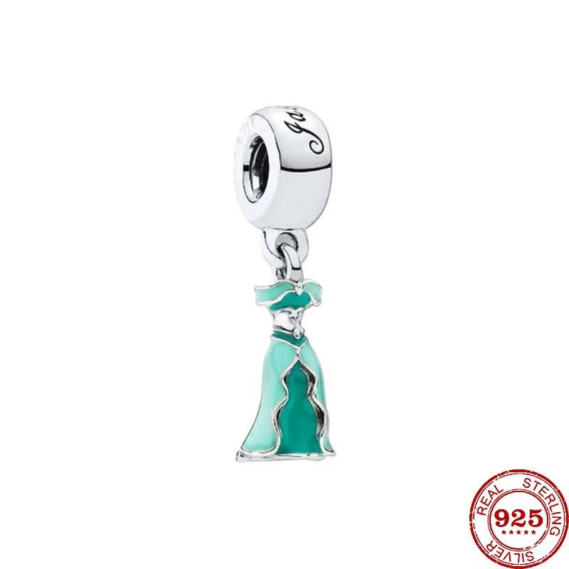 S925 Silver Disney Princess Charms Mermaid Elsa Belle Snow White Beads Fit Original Bracelet DIY Pendant Women Jewelry