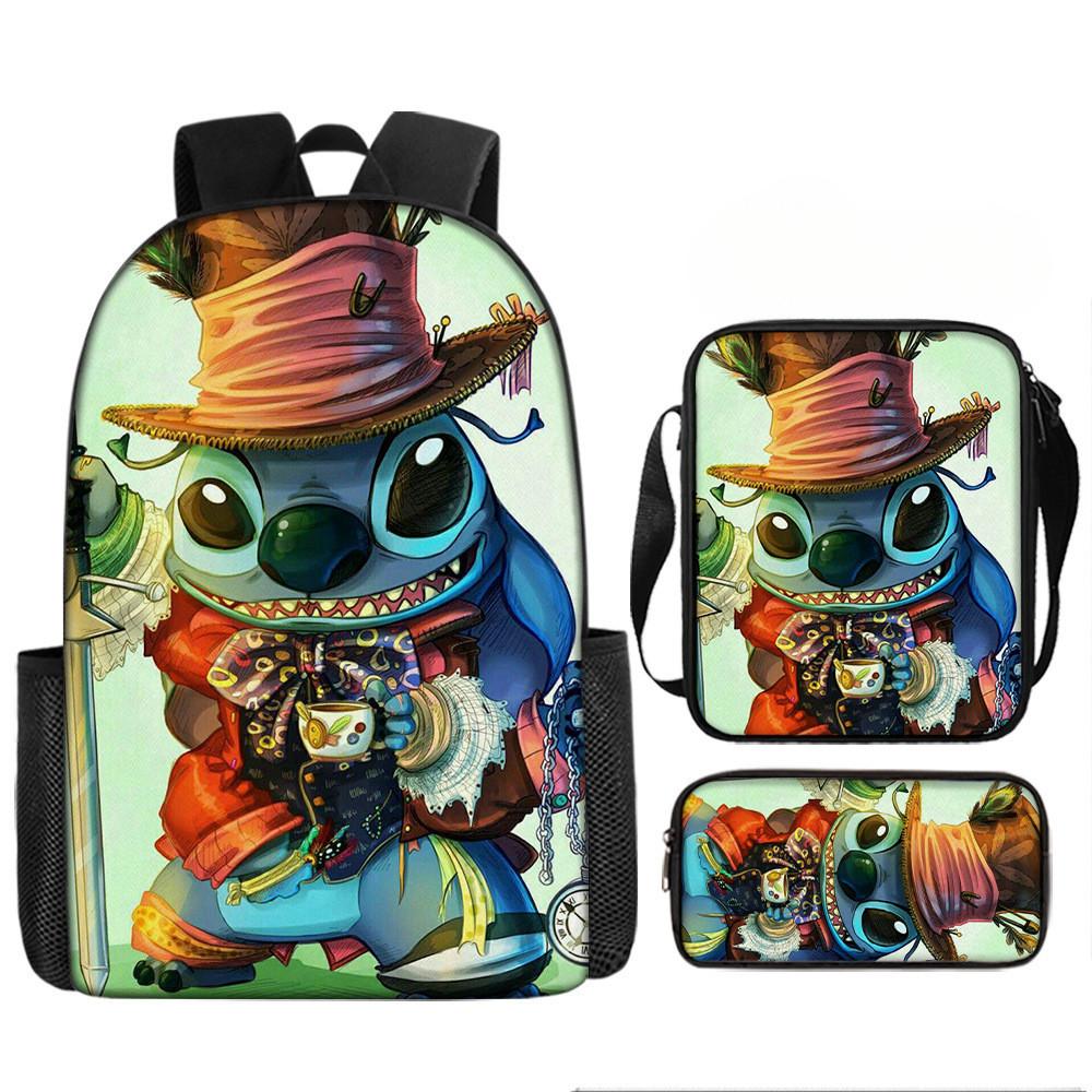 Disney Stitch School Backpack Oxford Cloth Lightweight Breathable Bookbag For Kids