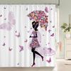 Flower Butterfly Girl Shower Curtain Waterproof Bathroom Lovely Woman Fairy Shower Curtain Polyester Cloth Home Decor Hook