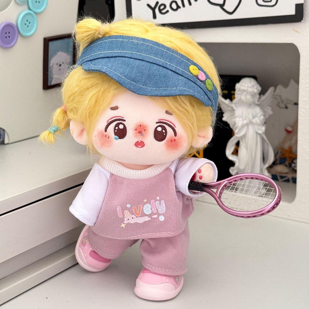 1 set Cartoon T-shirt Cotton Doll's Clothes Peaked Cap Plush Doll Clothes  Children's Gift