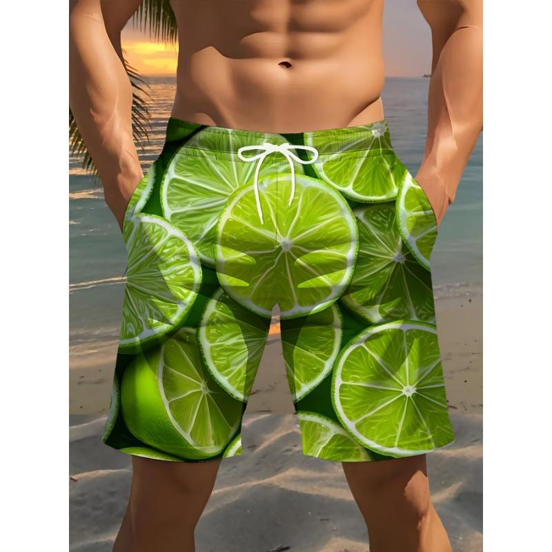 Men's Yellow Orange Vintage Floral Print Beach Shorts Drawstring Waist Quick Dry Casual Swim Trunks 2026