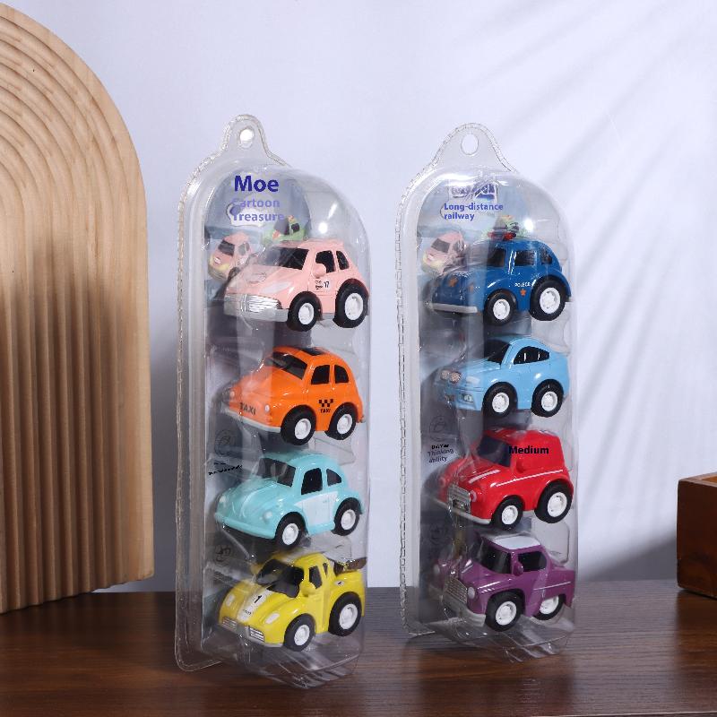 4 Stück Mini-Auto-Modellspielzeug Simulation Rückziehauto Spielzeug Cartoon Schiebe-Trägheitsfahrzeug Spielzeug für Kinder Geburtstagsgeschenke