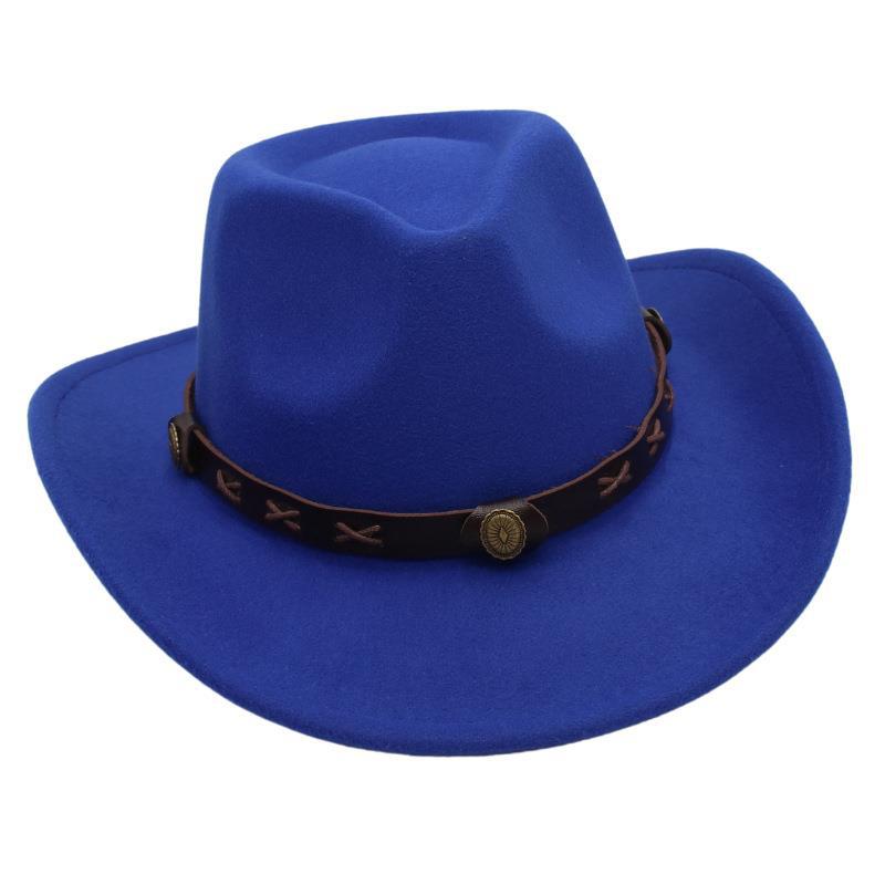 Metal Belt Top Hat Cowboy Hat Street Shot Jazz Hat Ancient Felt Hat Performance Antique Sun Hat Dance