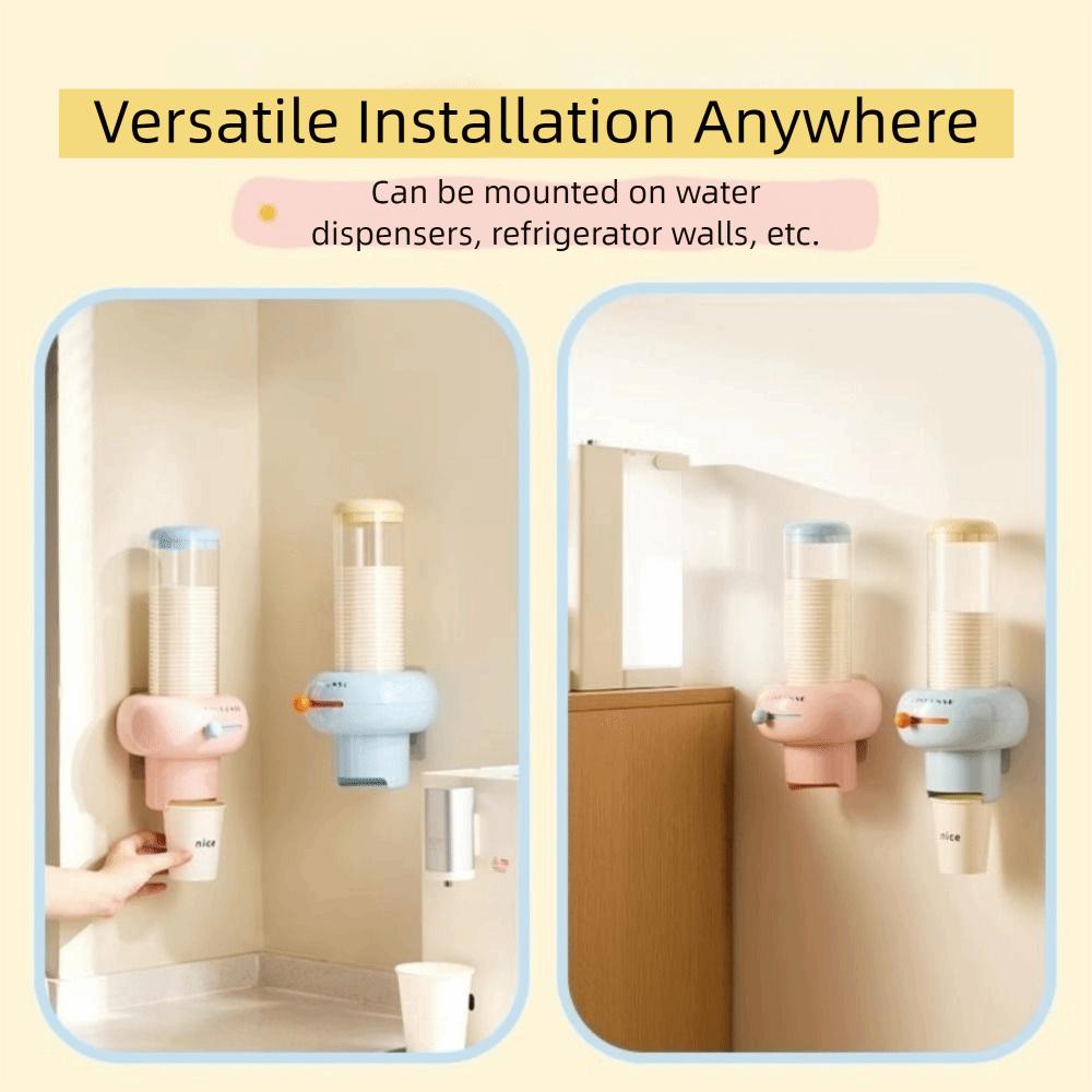 Wall Mounted Automatic Cup Dispenser Plastic Paper Cup Storage Rack Visible Cup Extractor Kitchen