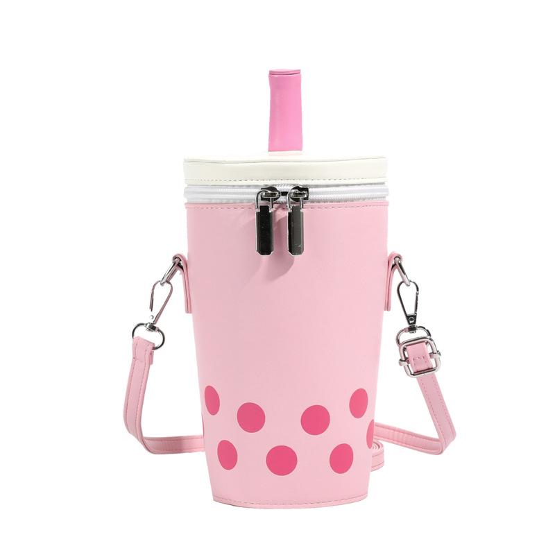 

Adorable 3D Harajuku Milk Tea Print Crossbody Bag Kawaii PU Leather Purse For Fashionistas Lightweight Durable Versatile Mini Shoulder Bag рожевий