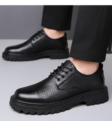 Business Dress New Breathable Sandals Autumn Leather Shoes Men's Thick-soled Hollow Autumn Deodorant Hole Shoes Men's Autumn
