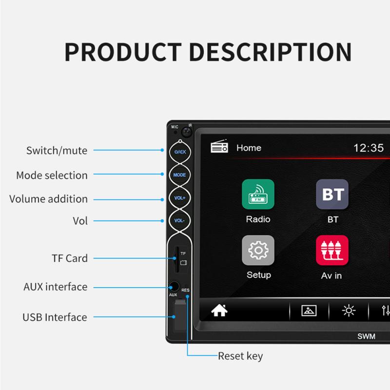 N6 Double Din Car Stereo 7 Inch Touch Screen Car Audio Radio Car MP5 MP3 Player Compatible For X-R