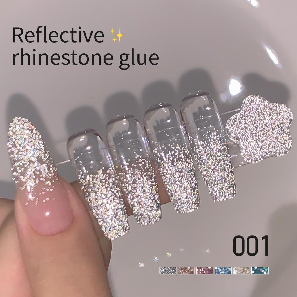 2025 Reflective Rhinestone Gel Polish - Super Sparkle Silver, Internet Trend, Nail Salon Exclusive