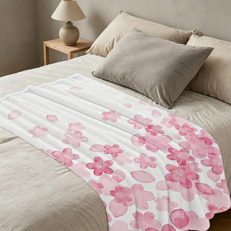 All-Season Thick Flannel Blanket,Cherry Blossom Series, Soft & Skin-Friendly, Warm Comfort for Home & Guest Room Perfect for Christmas & Halloween