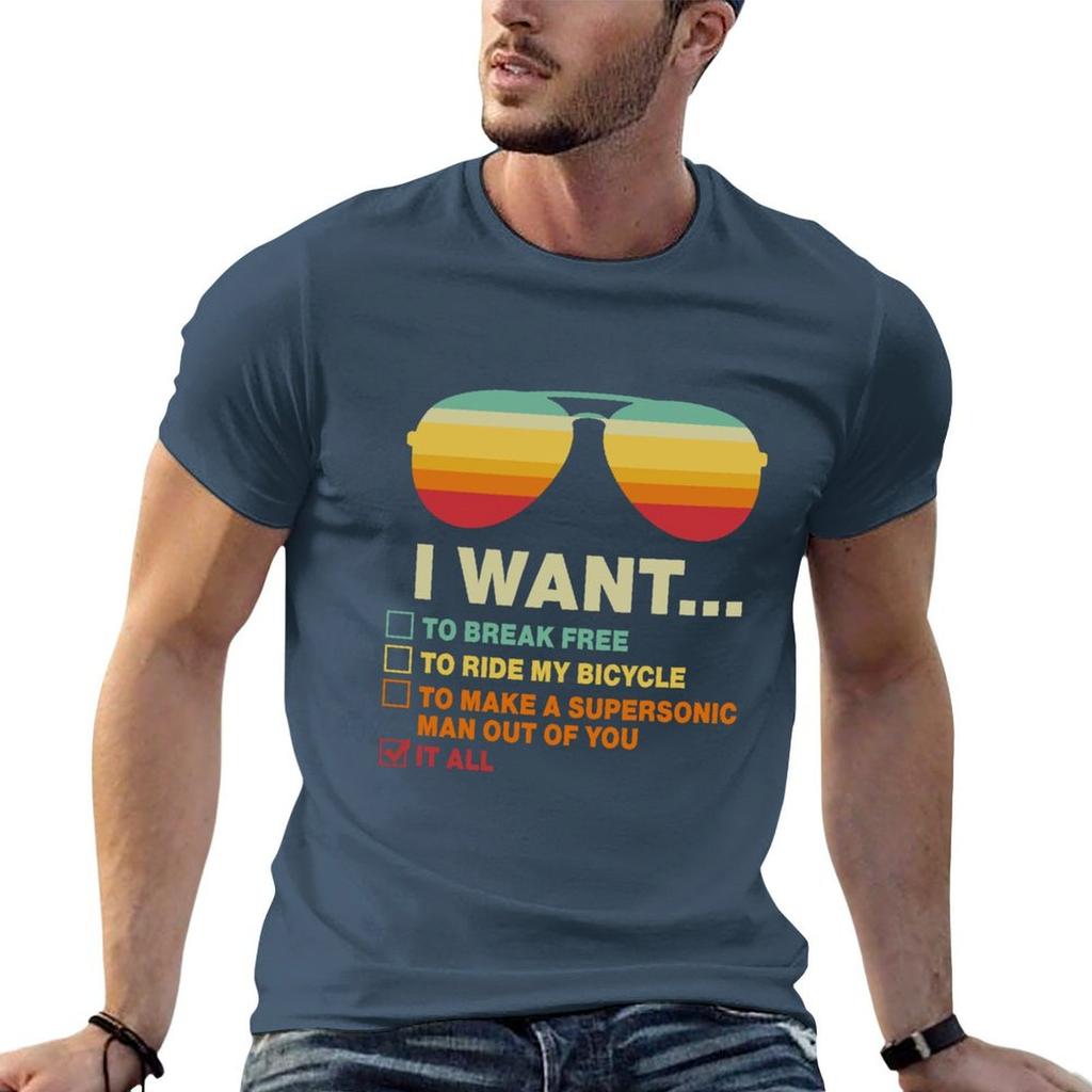 Lustiges Musikliebhaber Geschenk Fahrrad Kostüm Ich will Alles T-Shirt Unisex T-Shirt Baumwoll-T-Shirts Für Unisex Pack Weißes T-Shirt