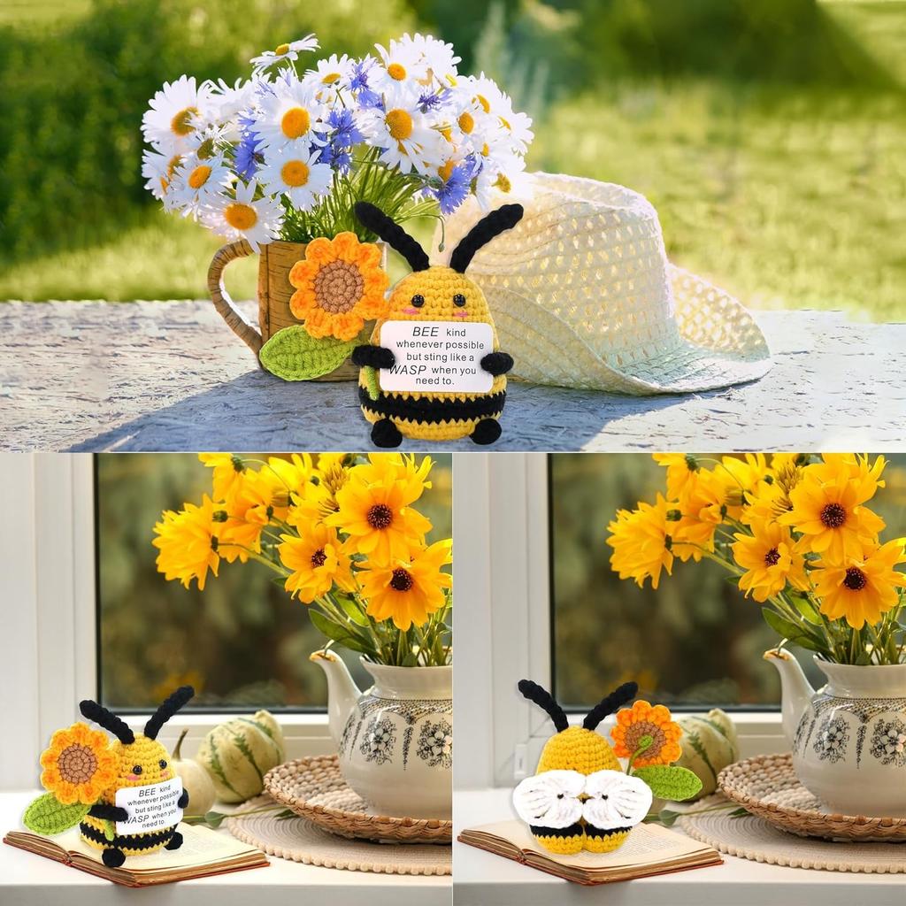 Positive Energy Potato Pocket Hug Handmade AnimalCrochet Mini Doll Funny Wool Gift for Friends or Lover Emotional Support Plant