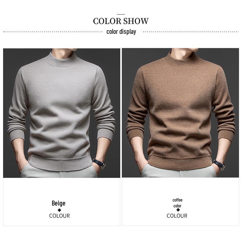 Men's Mink Fur Collar Sweater: Thick, Warm, Knitted Base Shirt for Autumn and Winter