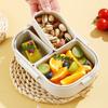 Cute Bear Plastic Divided Lunch Container Portable Leak-proof Detachable 3 Grids Bento Lunch Box For Kids Student Microwave Safe