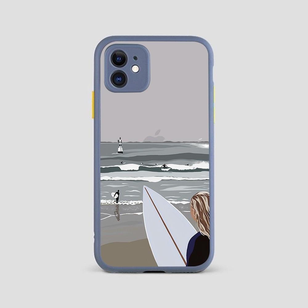 Beach Surf Girl Phone Case for iPhone 14 11 12 13 Mini Pro Max 8 7 Plus X XR XS MAX Translucent Matte Cover