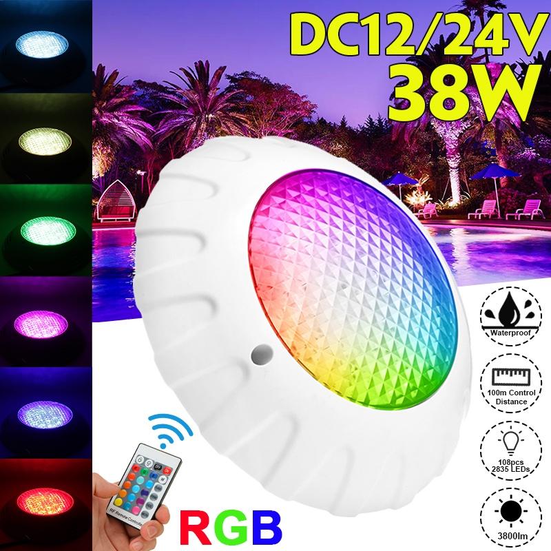 IP68 AC/DC 12V 38W Schwimmbadlicht RGB LED Wasserdicht Unterwasserlicht Teichlichter LED-Scheinwerfer für Pool