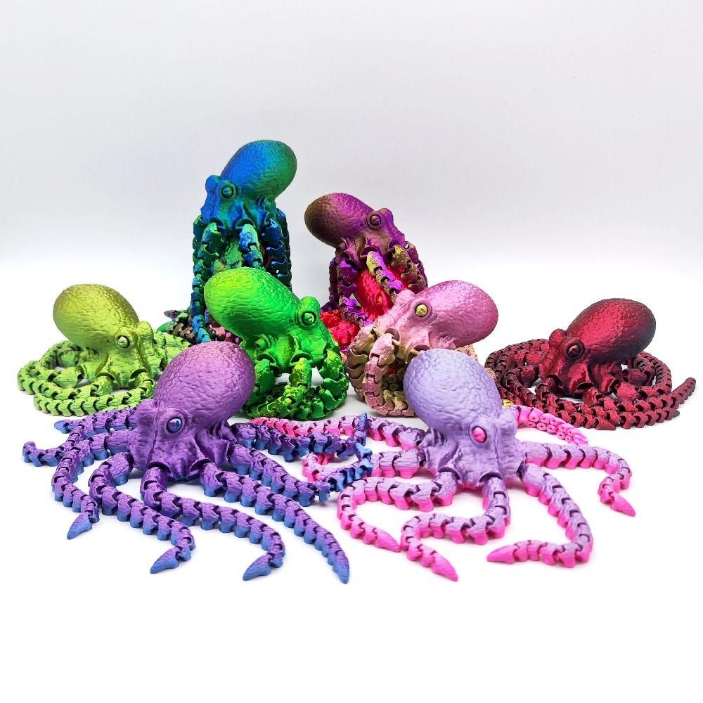 Vibrant Color 3D Printed Octopus Figurine 3D Printed Versatile Design Versatile Decor Figurine Jointed Body