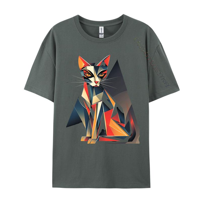 Geometric Cat Abstract Modern Art Print Tees Prevailing 3d Printed Cotton Unisex TShirt Cool Luxury Designer TShirts