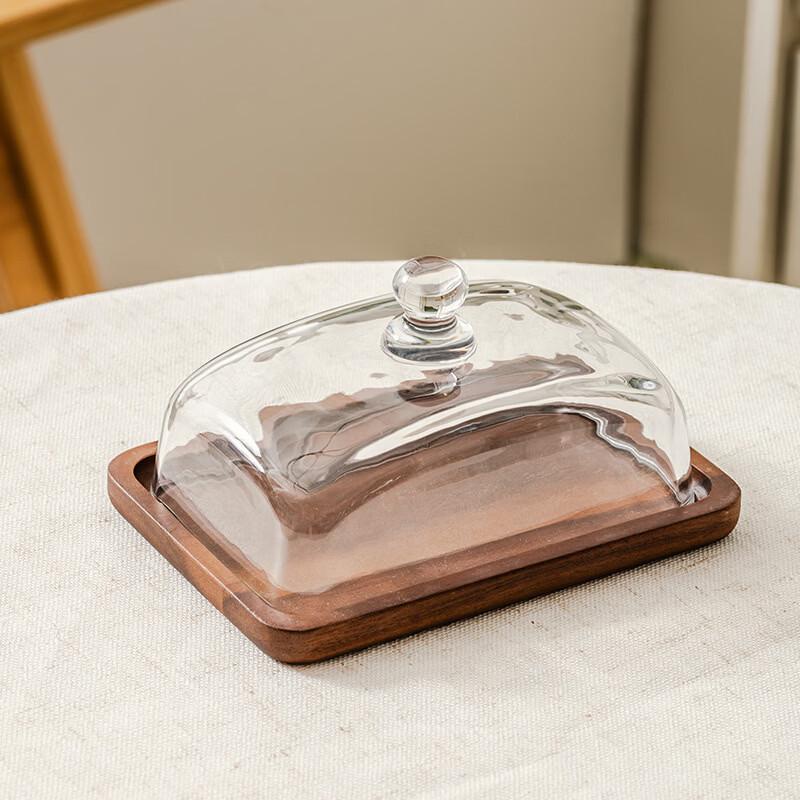 

Acacia Wood 3-Compartment Serving Platter with Glass Lid