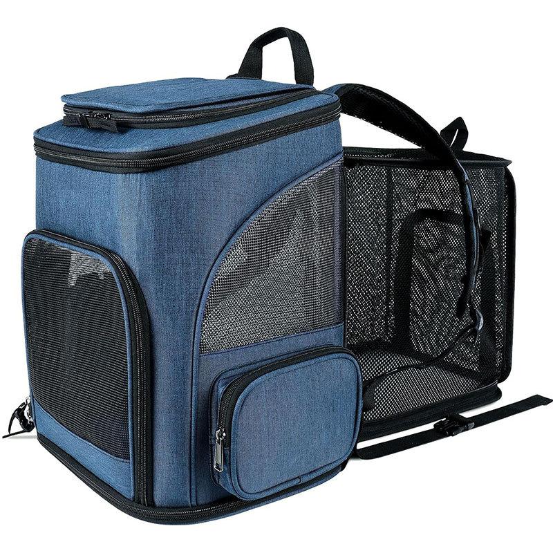 Pet Carrier Backpack Expandable For Cats Dogs Under 18 Lb | Breathable Mesh Cat Backpack Carrier Bag | Foldable Dog Backpack