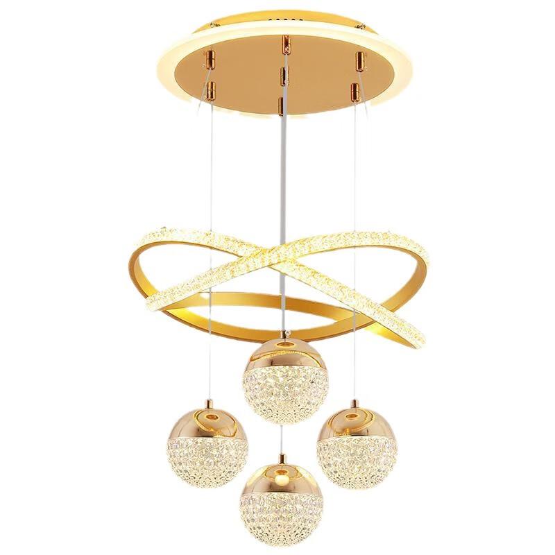 Modern Minimalist Gold 4-Sphere LED Pendant Light
