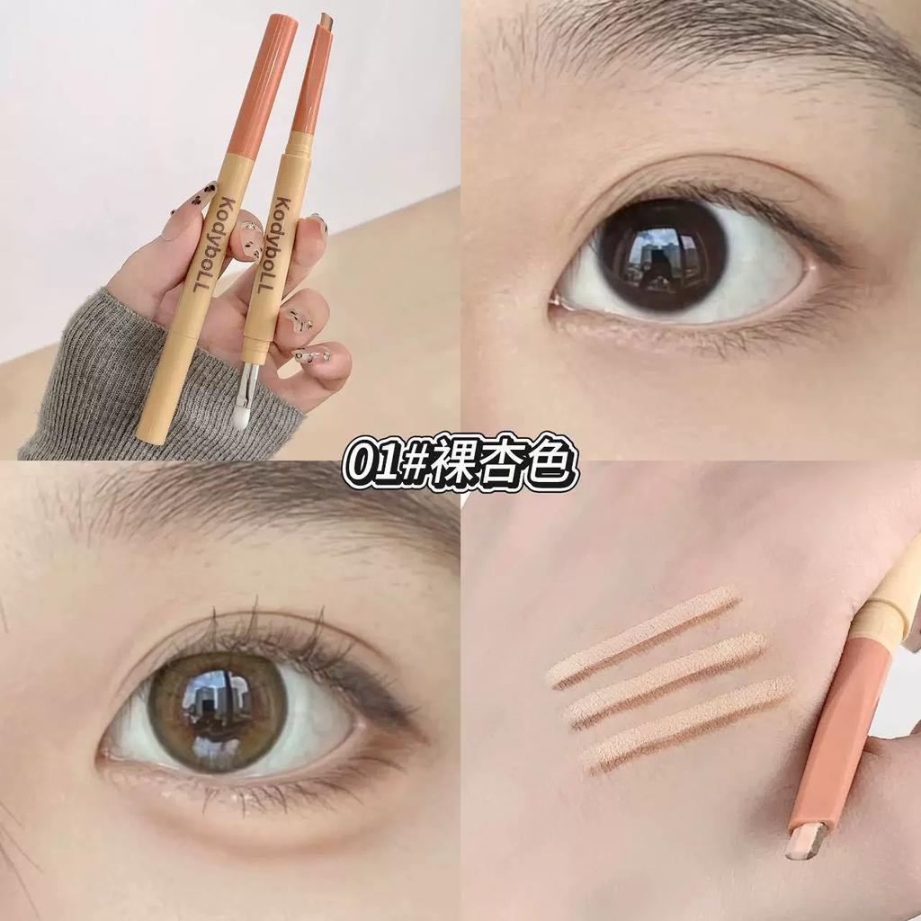 Korean-Style Matte Double-Ended Aegyo-Sal Pen, Waterproof Natural 3D Brightening Lower Lash Highlighter Eyeshadow Pen for Women