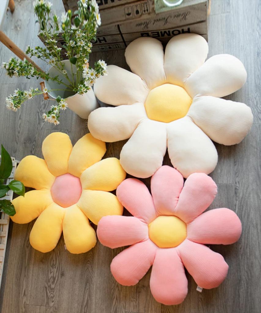 Aimoha Flower Cushion Chair Cushion Chair Bad Cushion Zabuton Flower X (White Yellow)