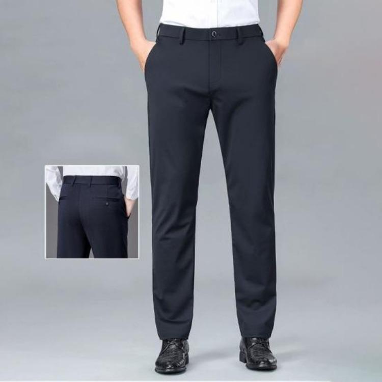 Pantalones de Traje para Hombre Elásticos Finos Pierna Recta Resistentes a las Arrugas Sin Planchar Oficina Pantalones de Negocios Ropa Formal Cita