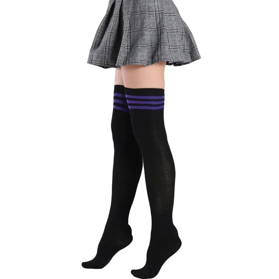 Damen Regenbogen Schwarz Weiß Gestreifte Overknee Oberschenkelhohe Gothic Strümpfe Niedliche Lolita Mädchen Cosplay Socken Halloween Weihnachten