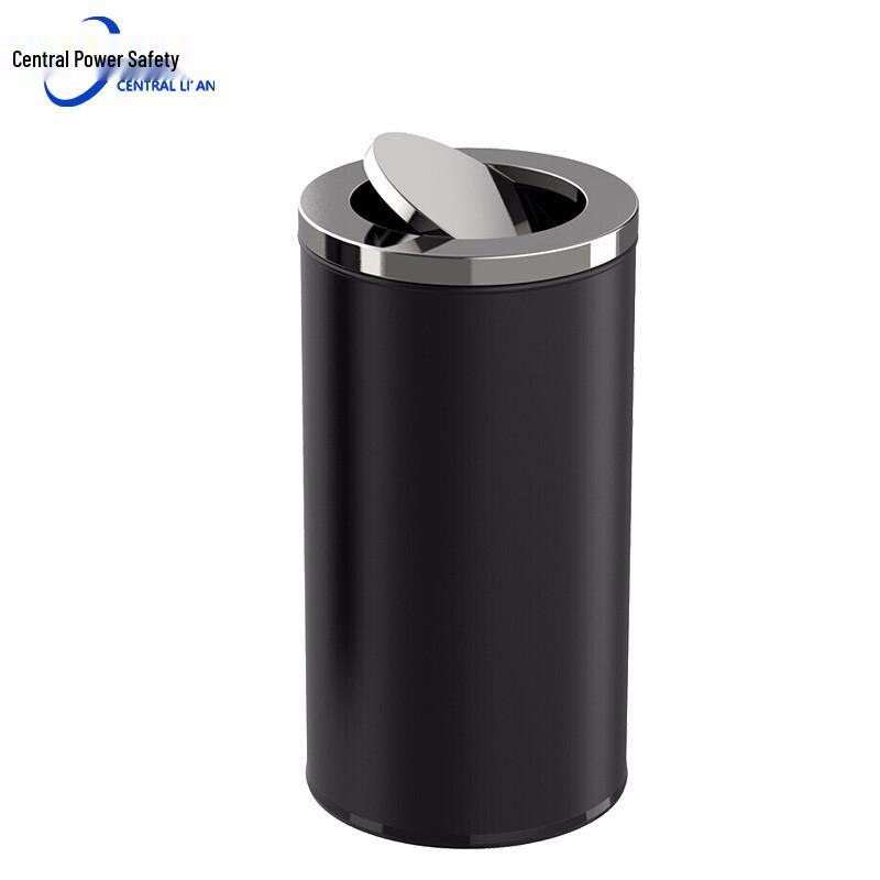Stainless Steel Round Hotel Lobby Flip-Top Trash Can