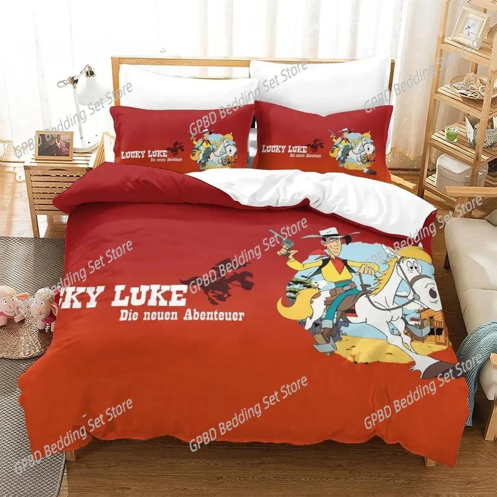 Nuevo Lucky Luke 3D NUEVO Juego de Funda Nórdica Funda de Almohada Ropa de Cama para Adulto Niño Niña Decoración de Dormitorio Infantil Individual Doble Grande
