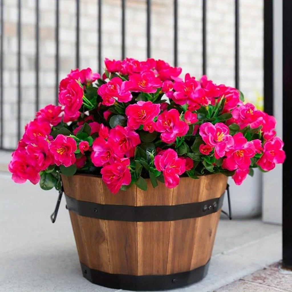 6pcs Artificial Camellia Flowers - Outdoor Flowers UV Resistant Fabric Bouquets for Outdoor Decor, Ideal for Potted Plants, Porch, Terrace, Balcony