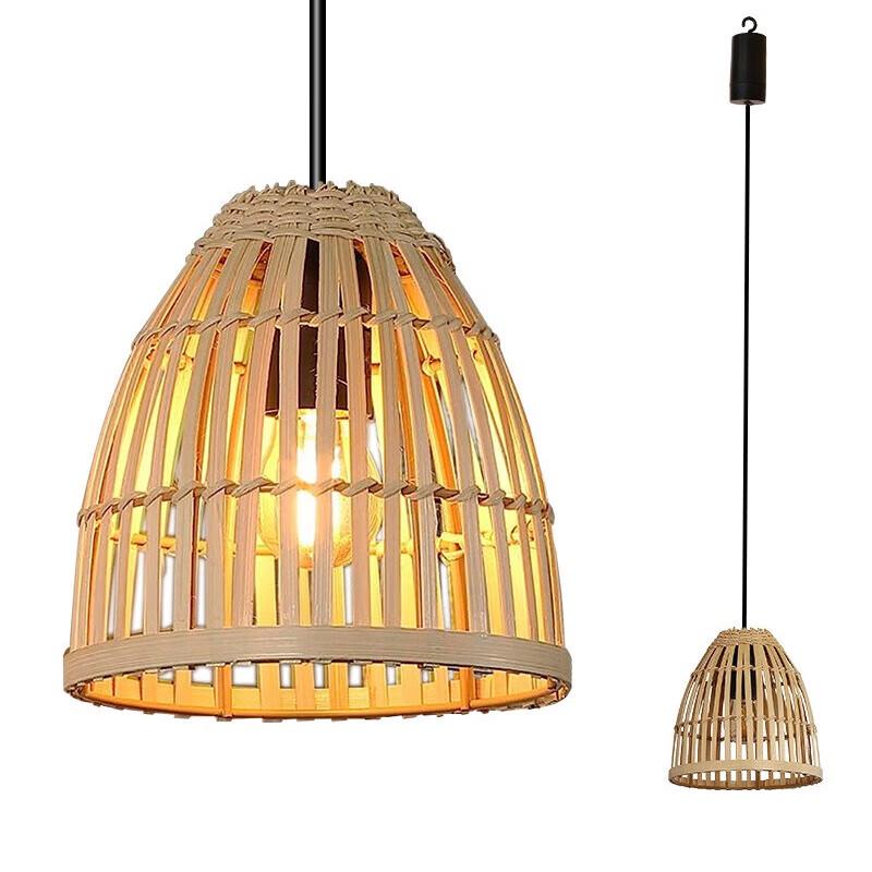 Zewnętrzna pleciona z rattanu lampa wisząca LED z pilotem