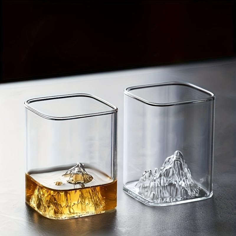 6.76oz High Borosilicate Glass Whiskey Glasses 3D Mountain Design   Cocktails Scotch Bourbon Vodka Tequila More for Home Decor